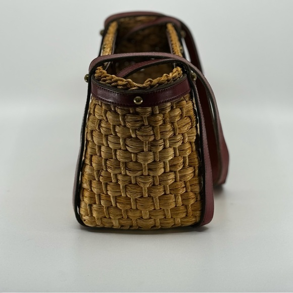 RARE Vintage 60s/70s ETIENNE AIGNER Handmade Straw Leather Satchel Handbag - Picture 2 of 14